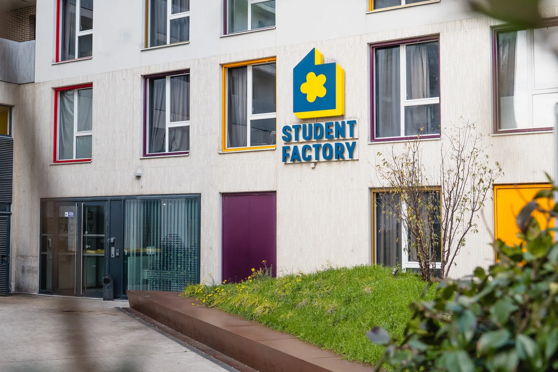 Student Factory logo on the building exterior