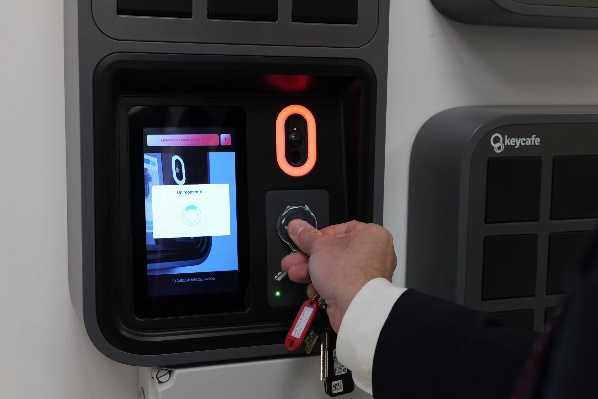 Close up of scanning a key fob at the SmartBox