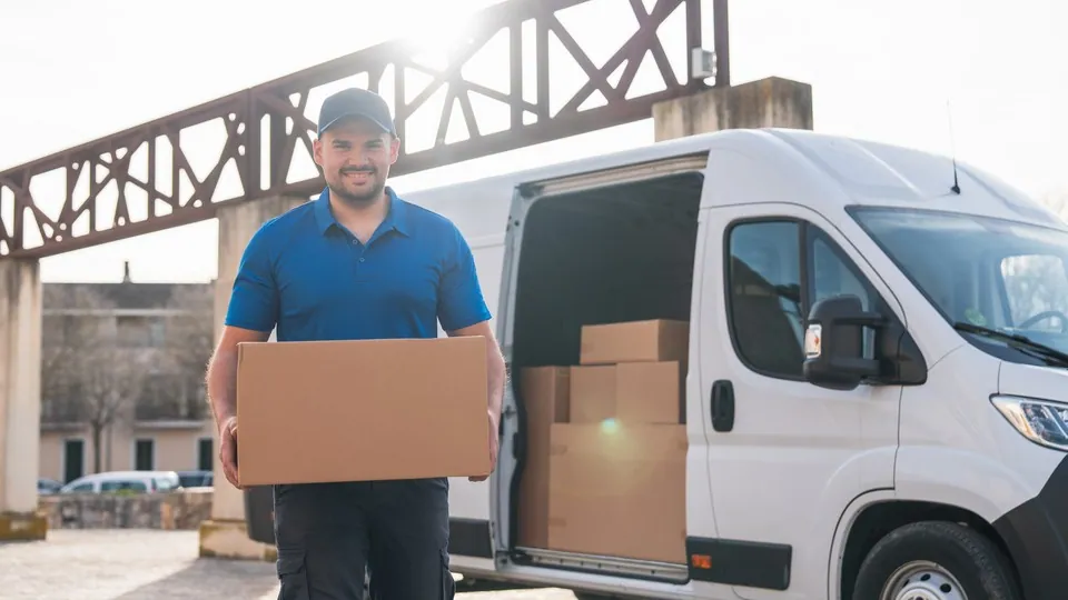 Delivery driver with package