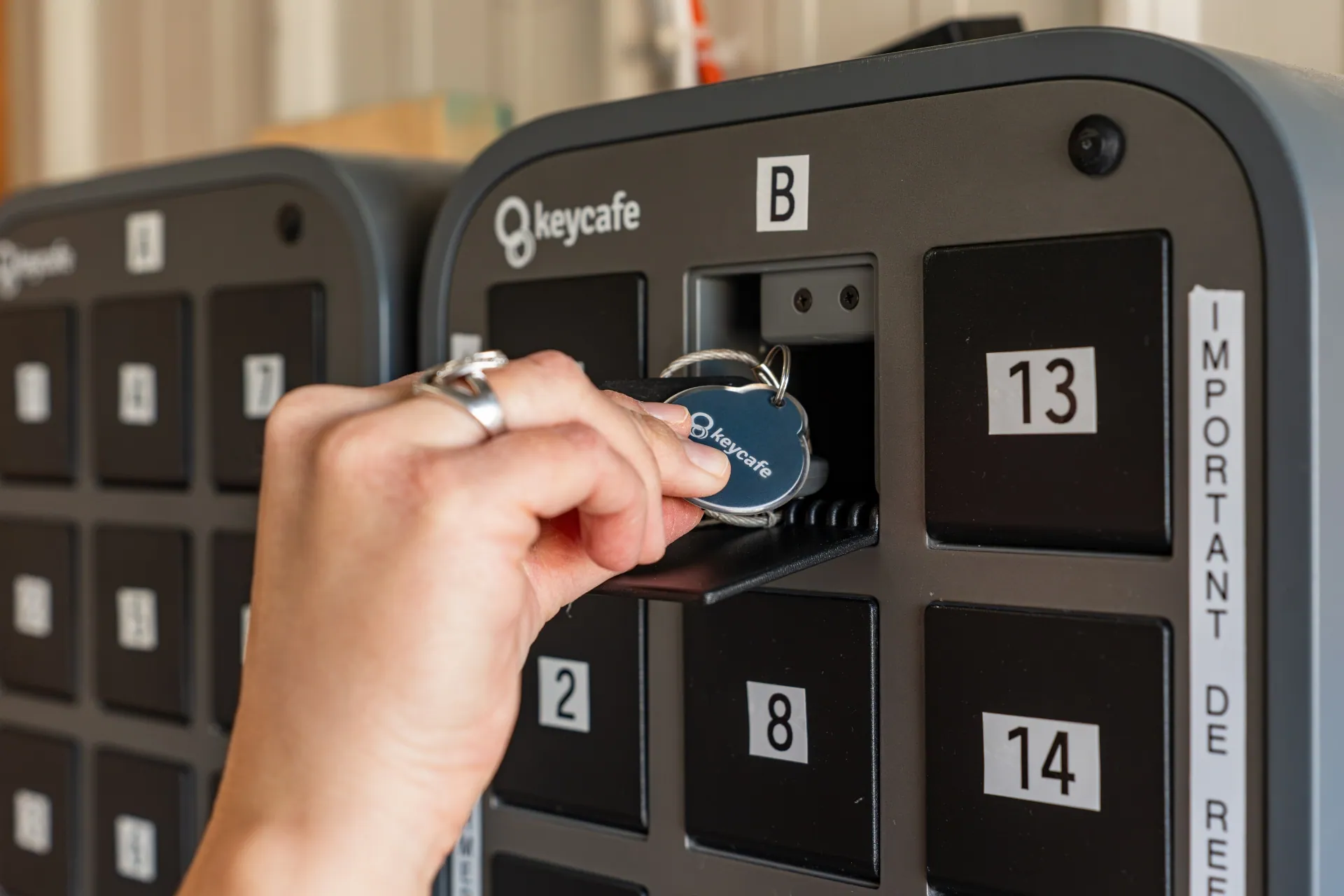 Close-up view of picking up a key from the MS5