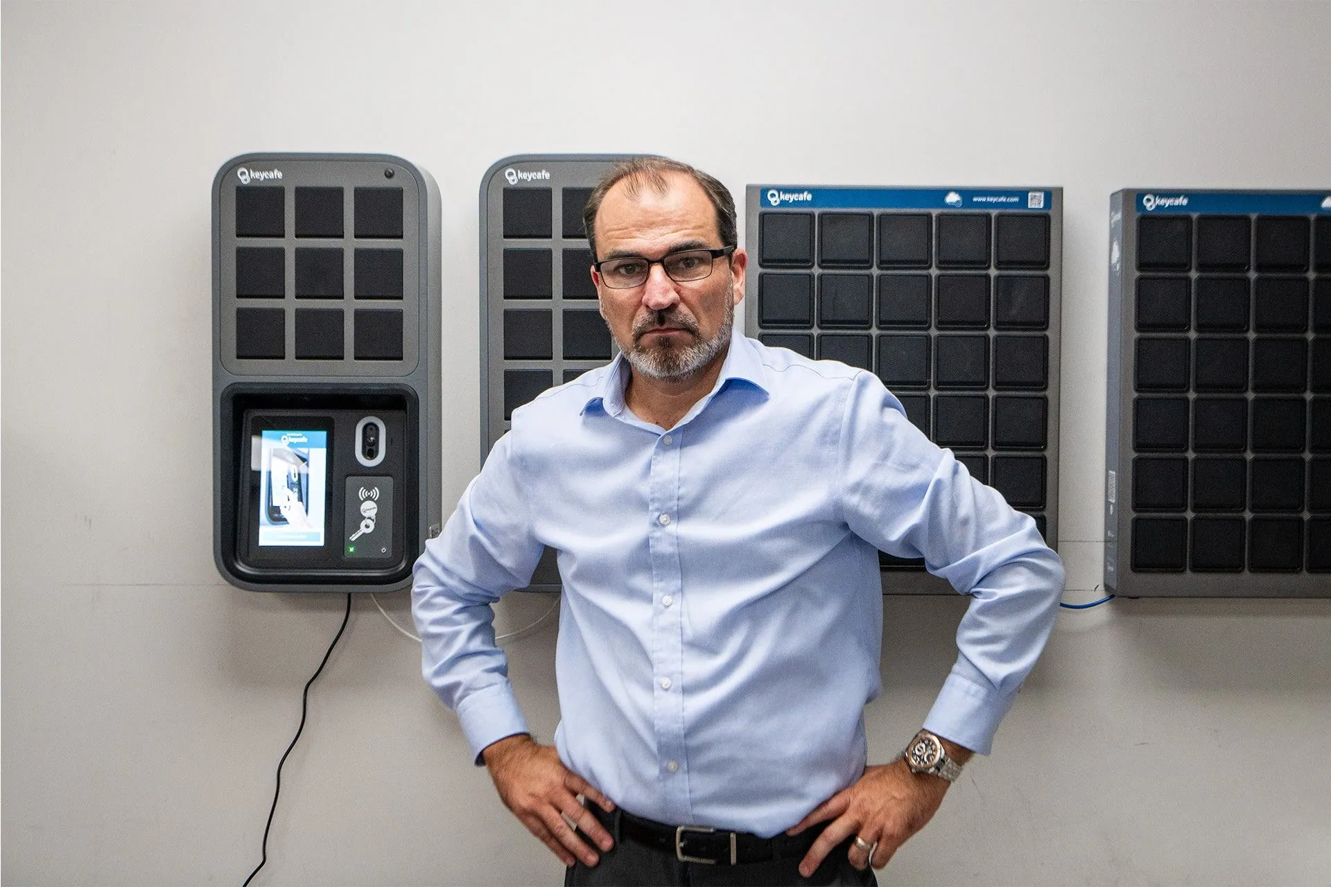 James Wolfram standing in front of Al Packer Ford's SmartBox installation