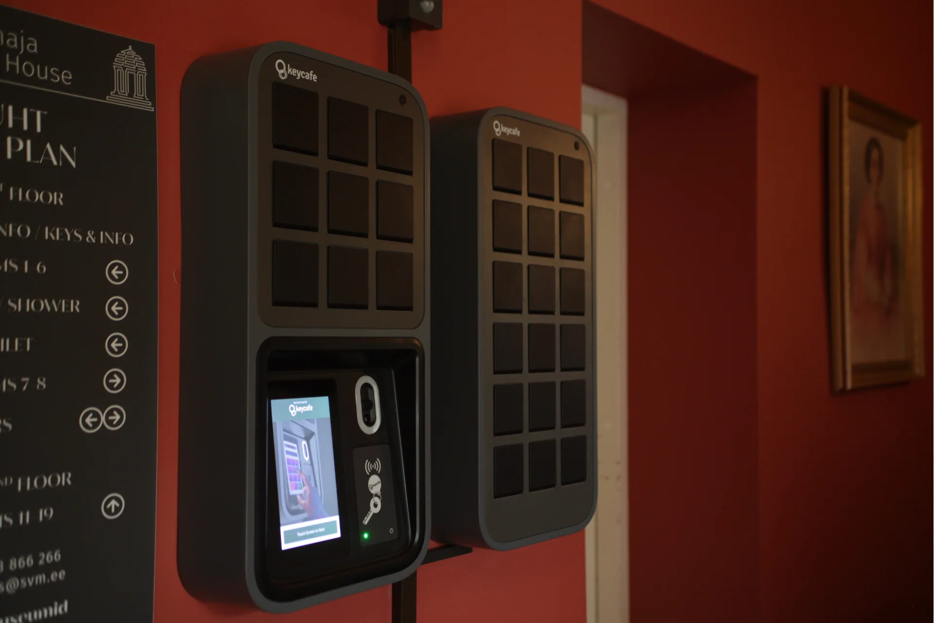Keycafe SmartBox key management system installed at Palmse Manor guest house for contactless check-in.