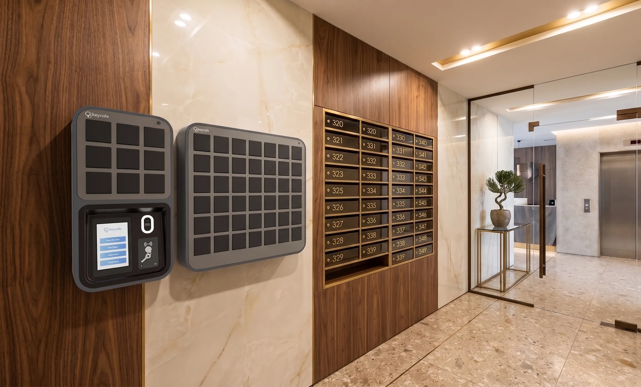 Keycafe Smartbox in a building lobby