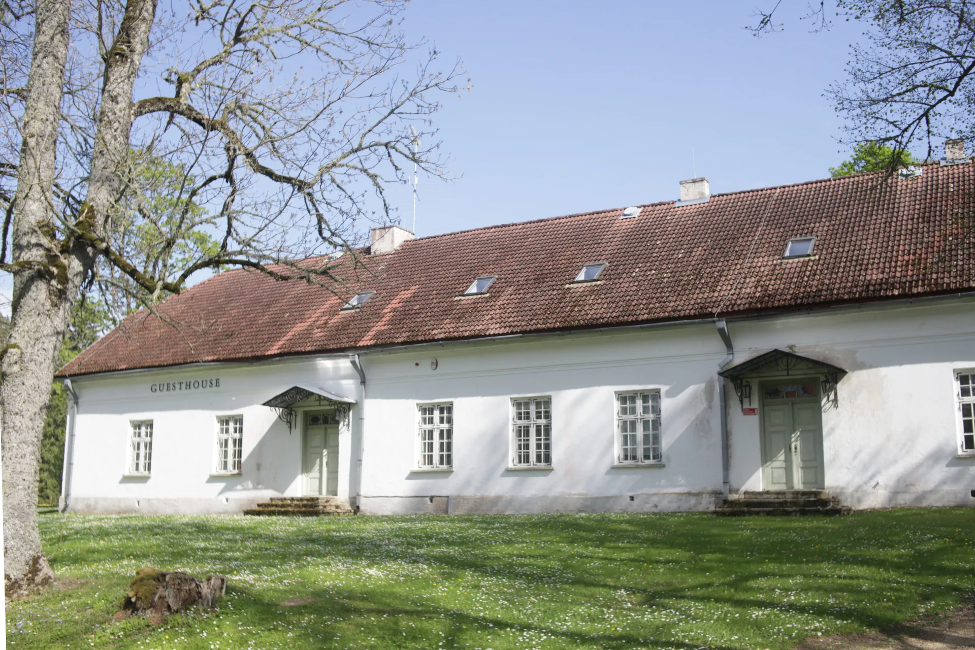Palmse Manor Guesthouse exterior at Virumaa Museums historic estate complex in Estonia.