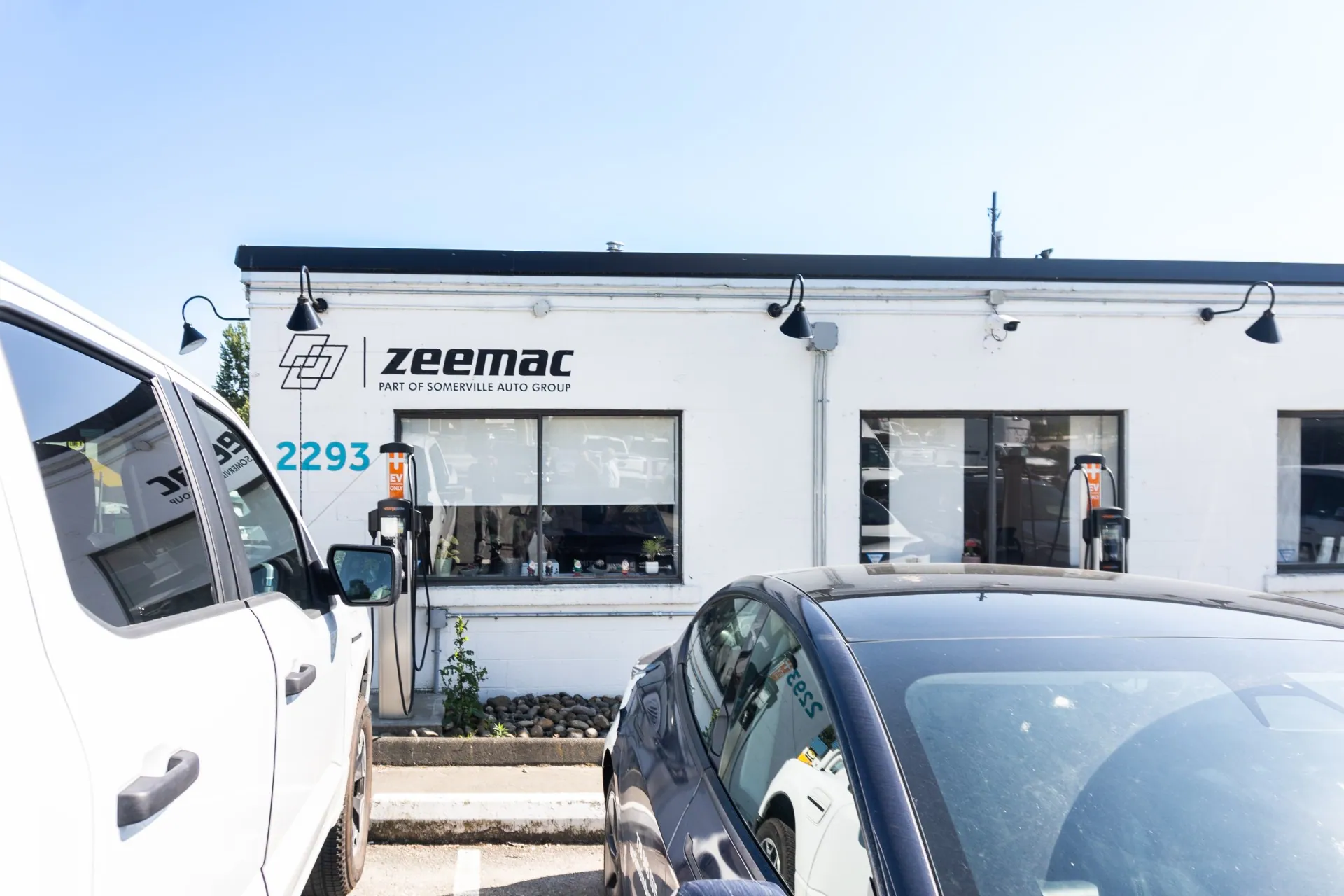 Exterior of the Zeemac office with their logo on the wall