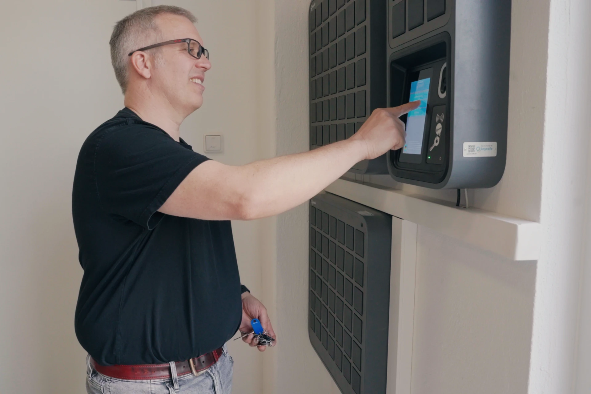 Tobias Wimmer tapping a SmartBox screen