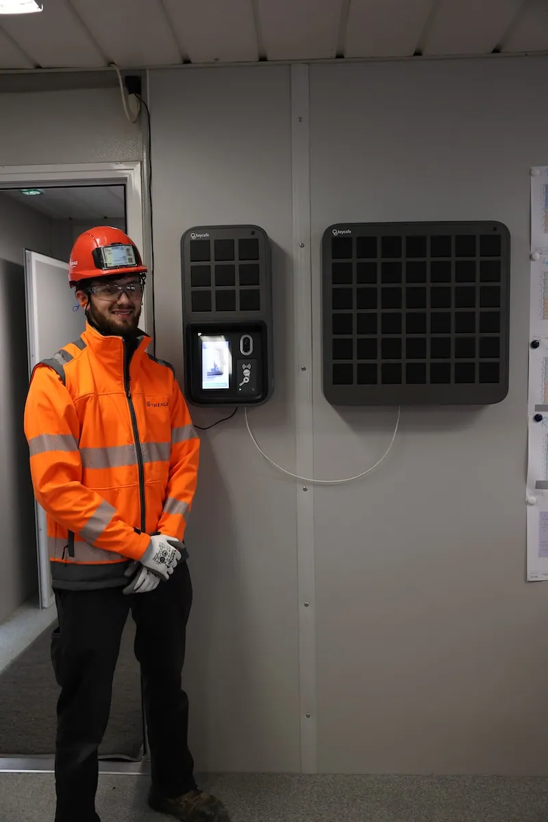 Eiffage Construction Site Supervisor Hugo Peron standing in front of his SmartBoxes