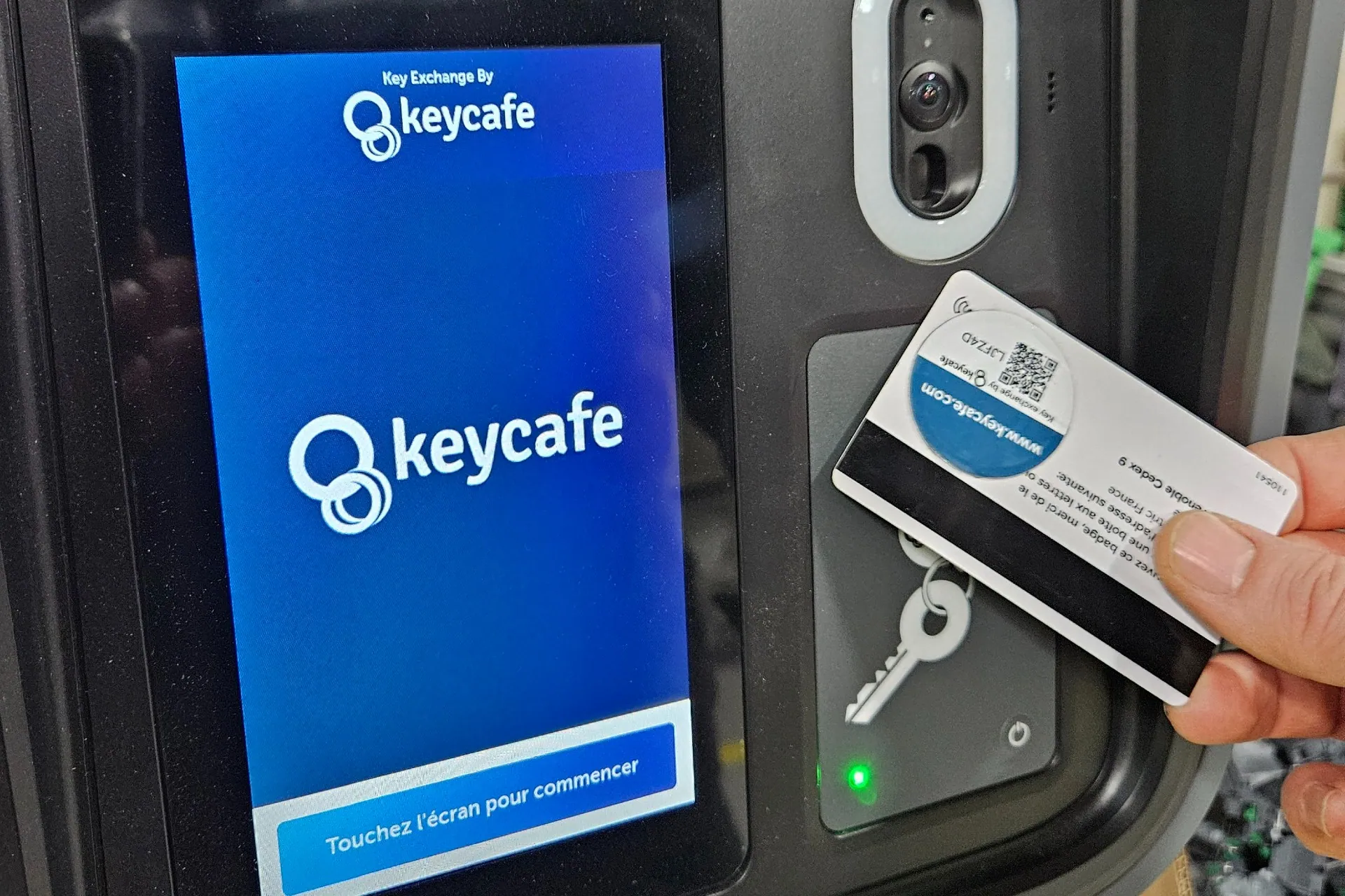 Close up of a staff member scanning their user badge at the SmartBox