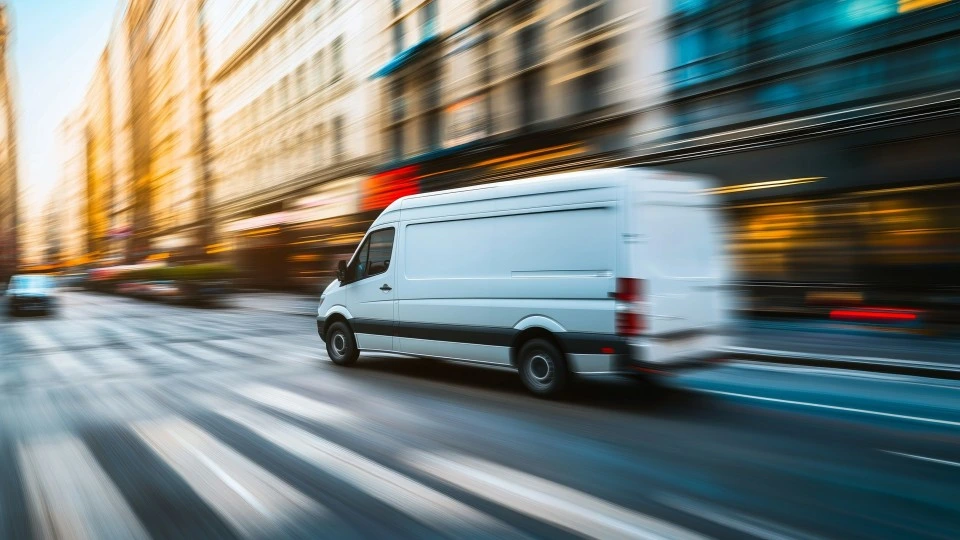 Delivery van on the road