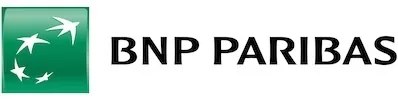 The BNP Paribas logo features a green square with four white star-like bird shapes and the company name in black text.