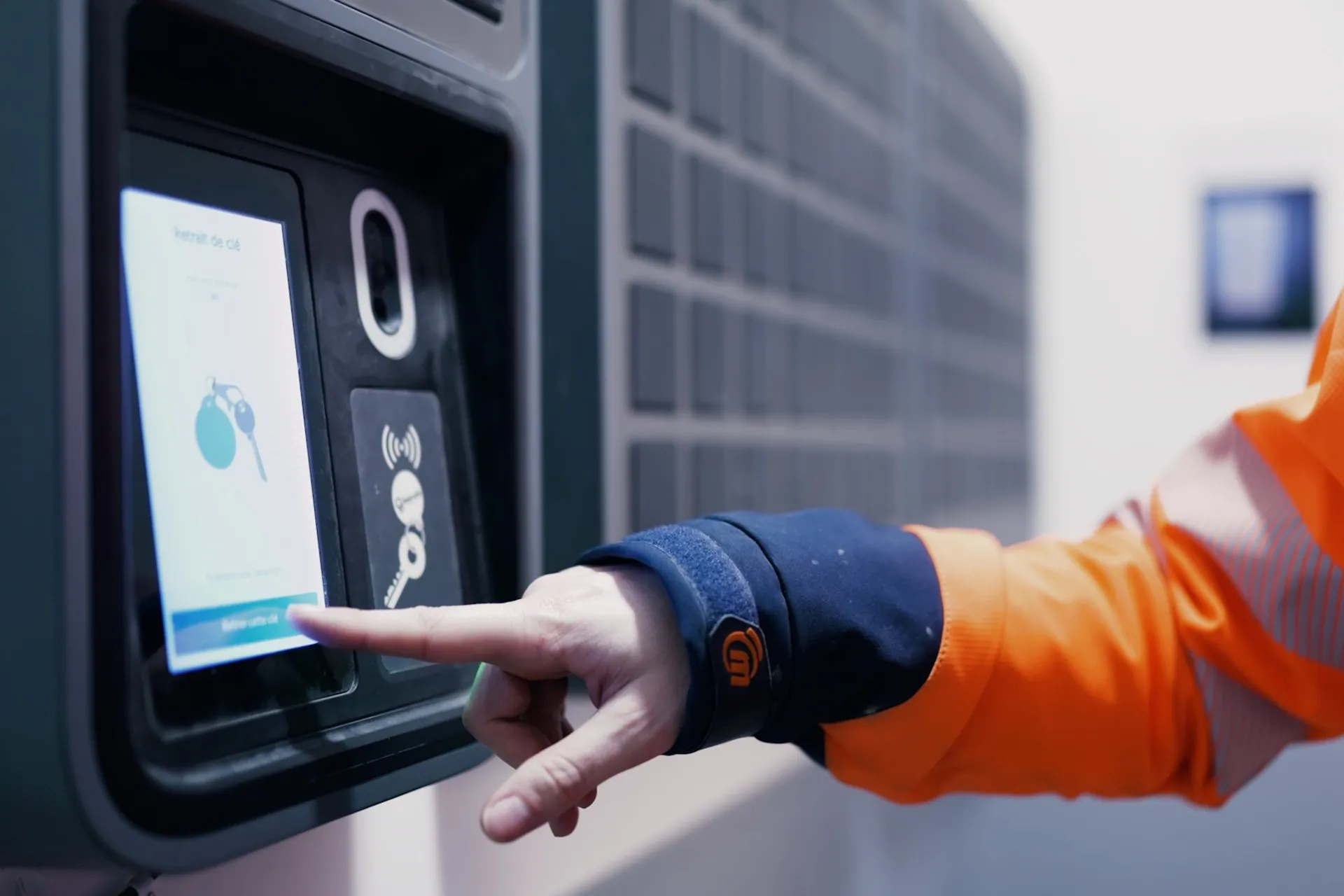 Close up of touching the MS5 SmartBox screen