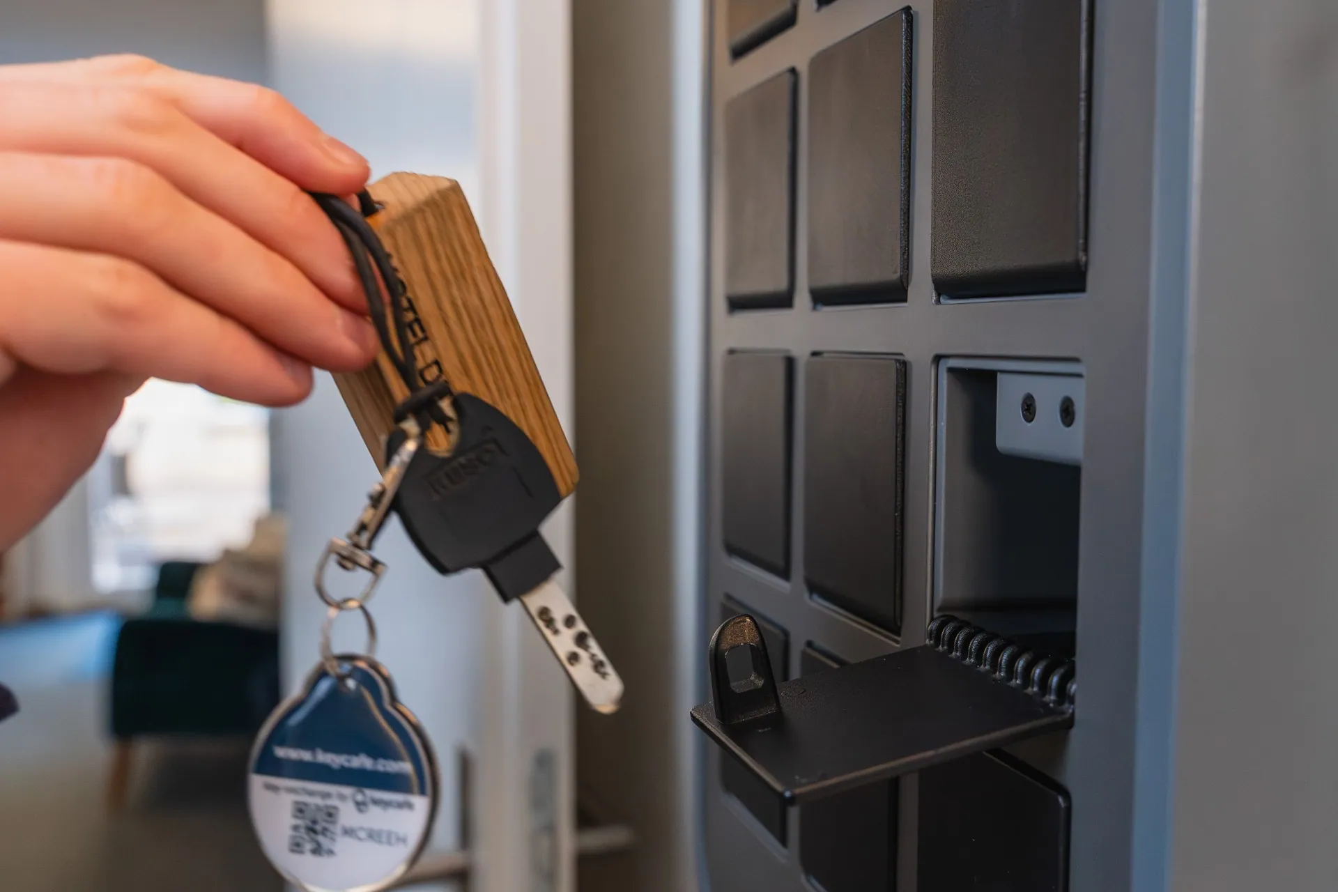 Close up of keys being taken from a SmartBox bin