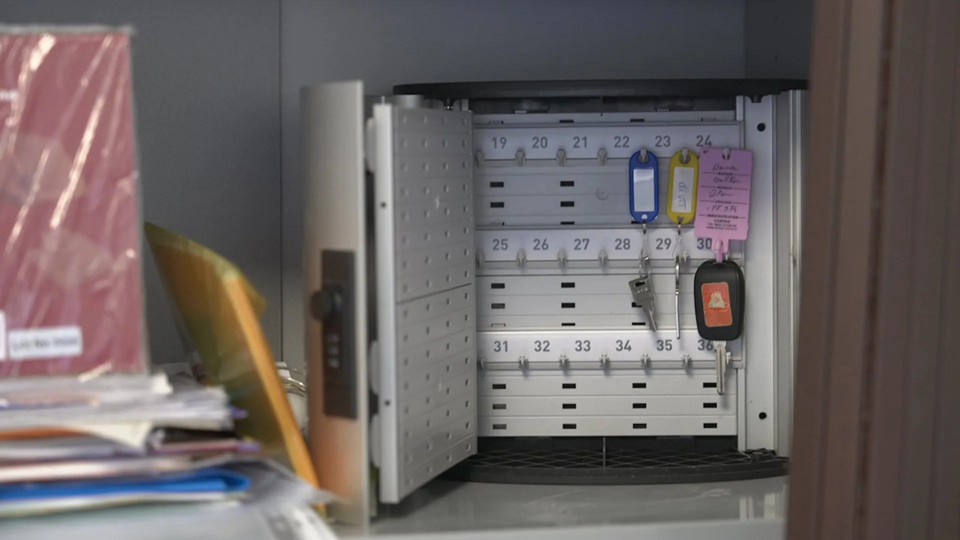 keys hanging in a box