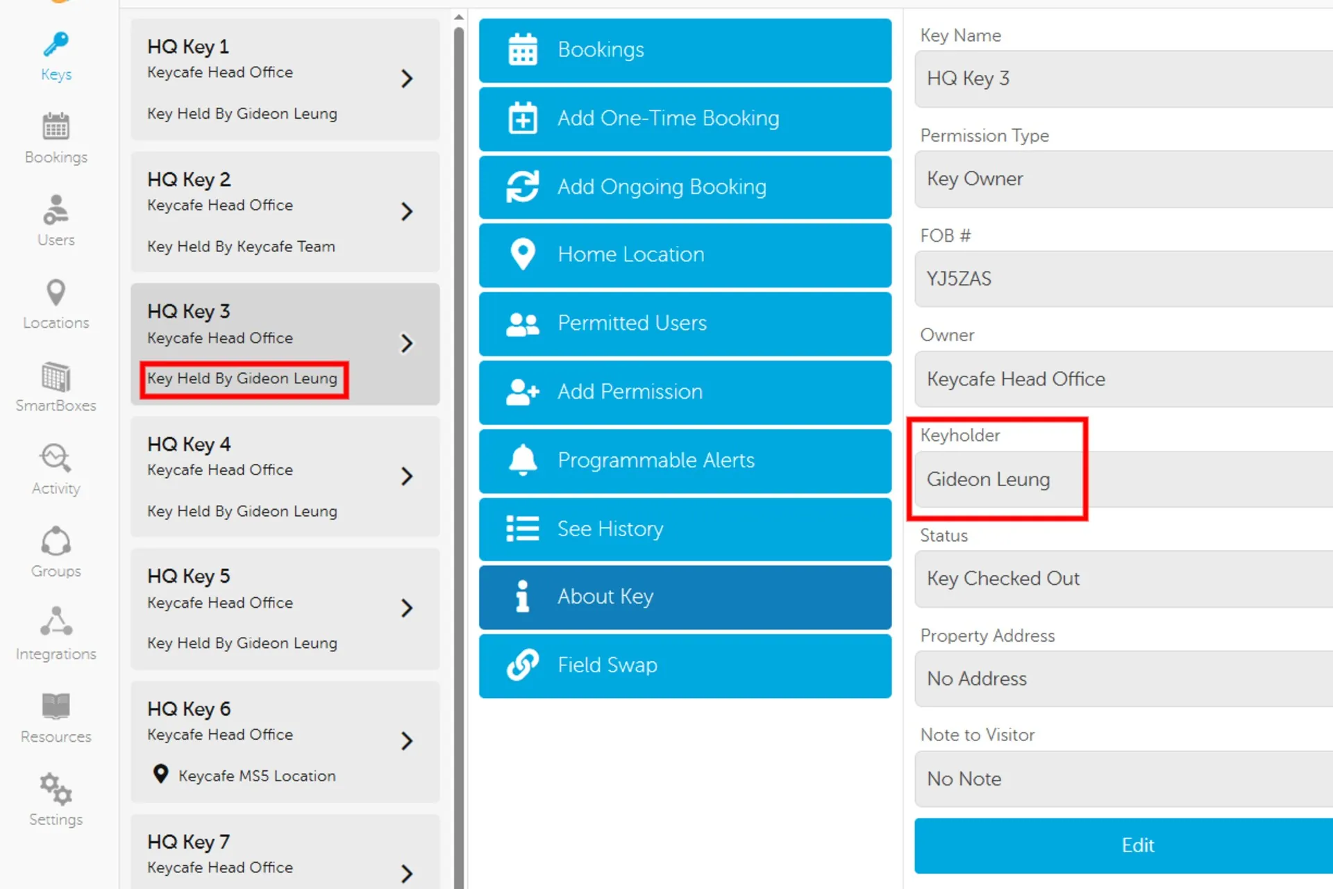 Screenshot of Keycafe desktop app