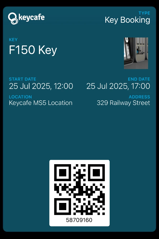 Screenshot of a Keycafe booking in Apple Wallet